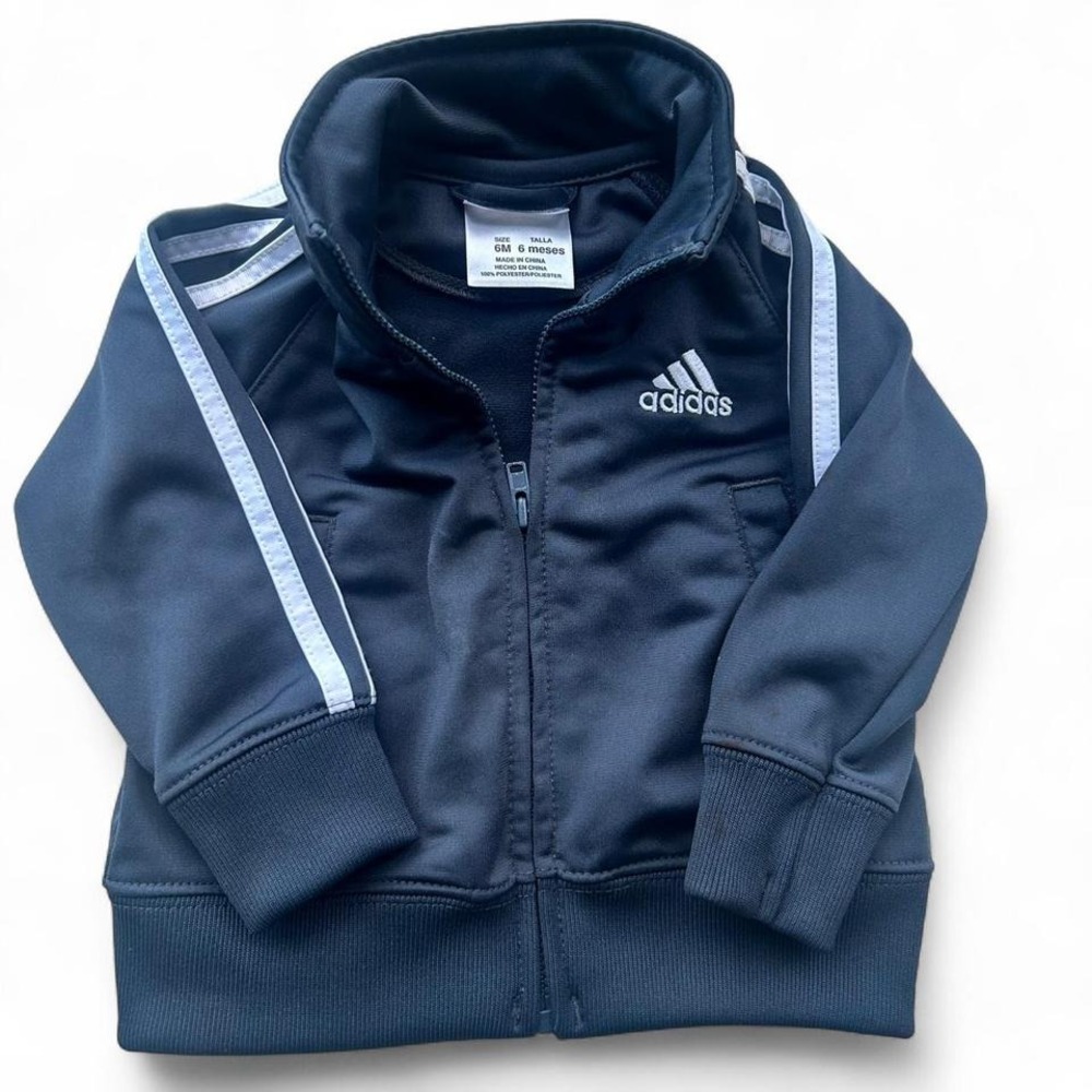 Infant unisex adidas trac jacket 6 months‎ gray/white
